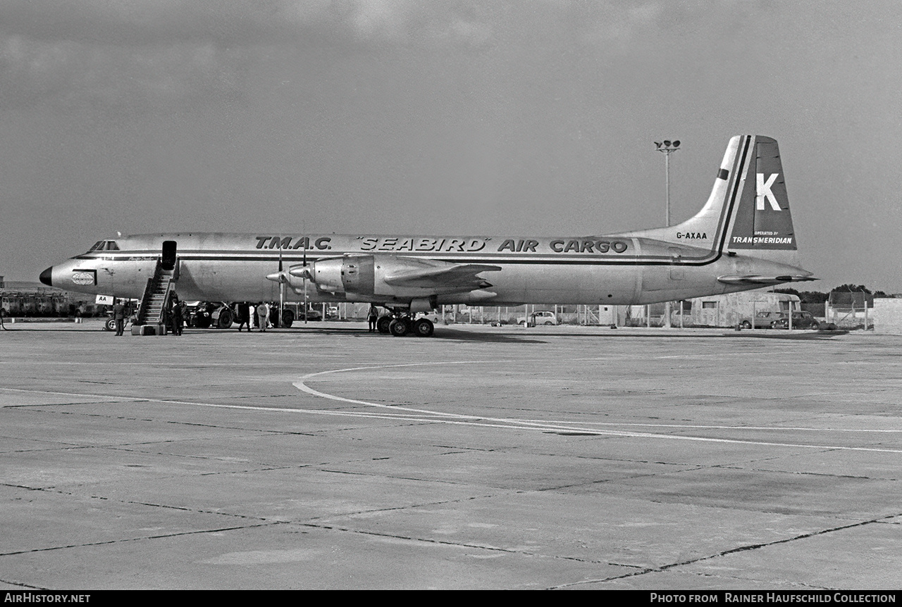Aircraft Photo of G-AXAA | Canadair CL-44D4-2 | Transmeridian Air Cargo | AirHistory.net #802404