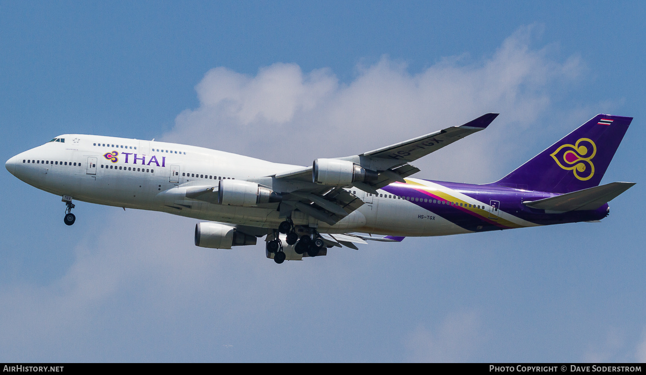 Aircraft Photo of HS-TGX | Boeing 747-4D7 | Thai Airways International | AirHistory.net #802900