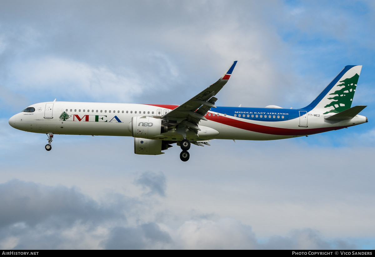 Aircraft Photo of T7-ME2 | Airbus A321-271NX | MEA - Middle East Airlines | AirHistory.net #802997