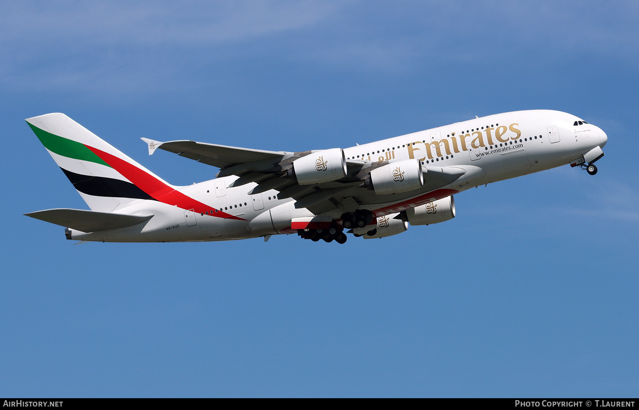 Aircraft Photo of A6-EUD | Airbus A380-861 | Emirates | AirHistory.net #804116