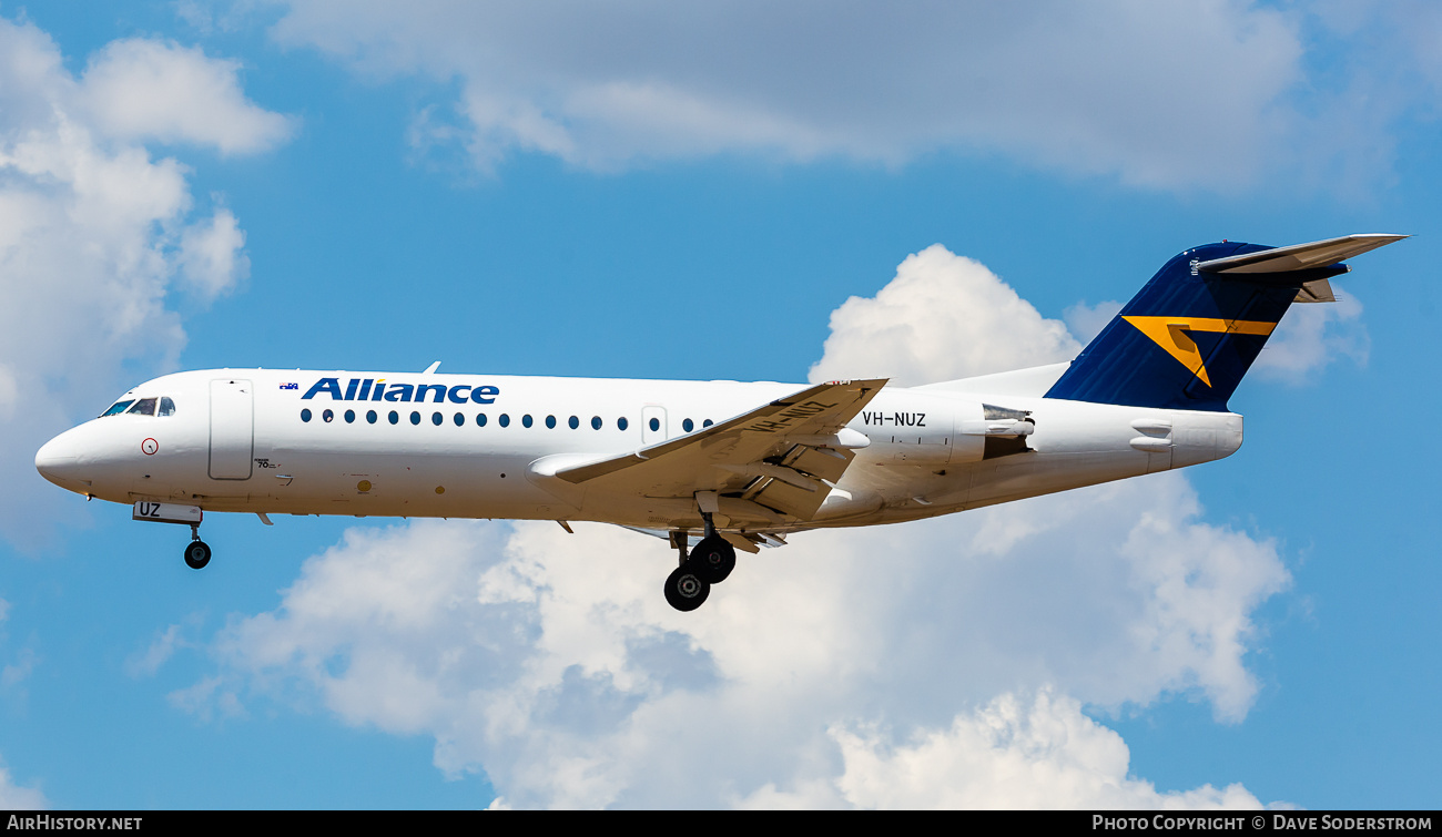 Aircraft Photo of VH-NUZ | Fokker 70 (F28-0070) | Alliance Airlines | AirHistory.net #805168