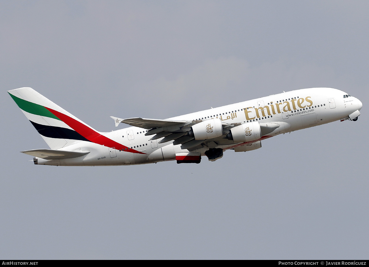 Aircraft Photo of A6-EUB | Airbus A380-861 | Emirates | AirHistory.net #806618