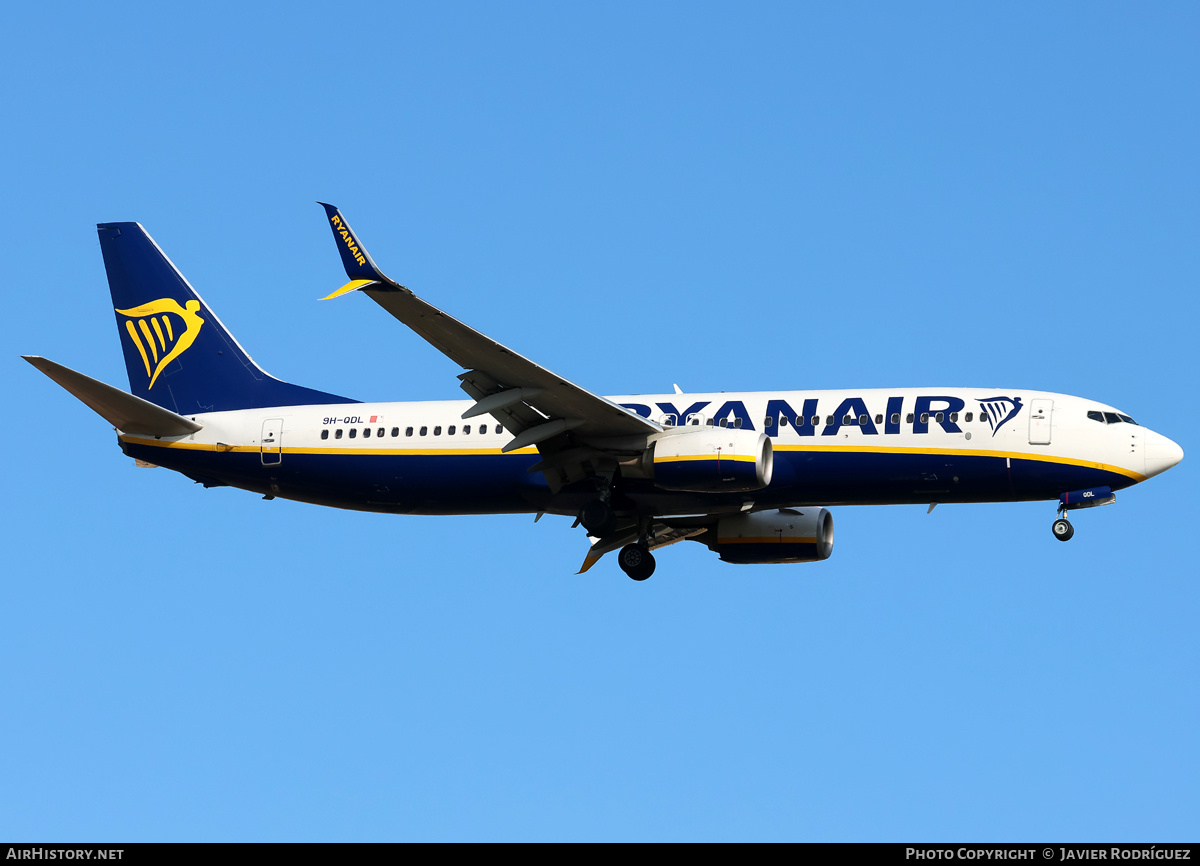 Aircraft Photo of 9H-QDL | Boeing 737-800 | Ryanair | AirHistory.net #808647