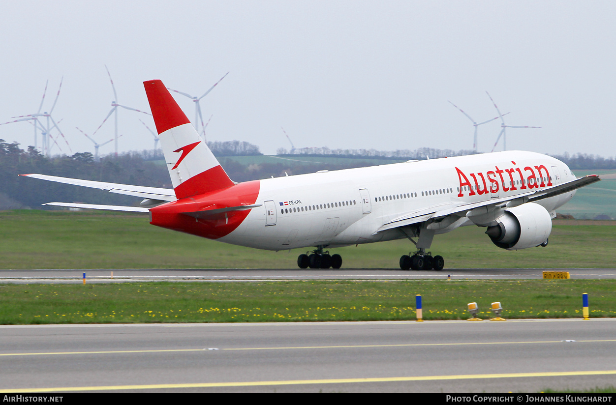 Aircraft Photo of OE-LPA | Boeing 777-2Z9/ER | Austrian Airlines | AirHistory.net #808661