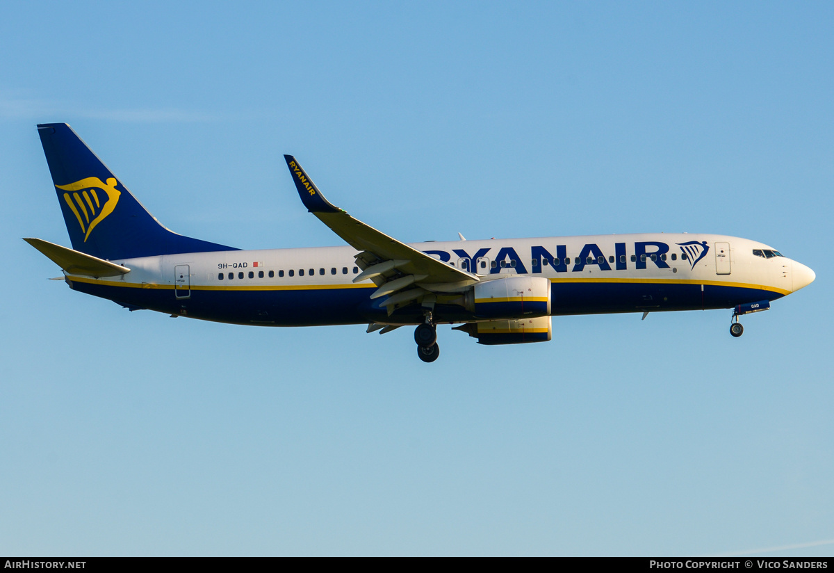 Aircraft Photo of 9H-QAD | Boeing 737-800 | Ryanair | AirHistory.net #808780