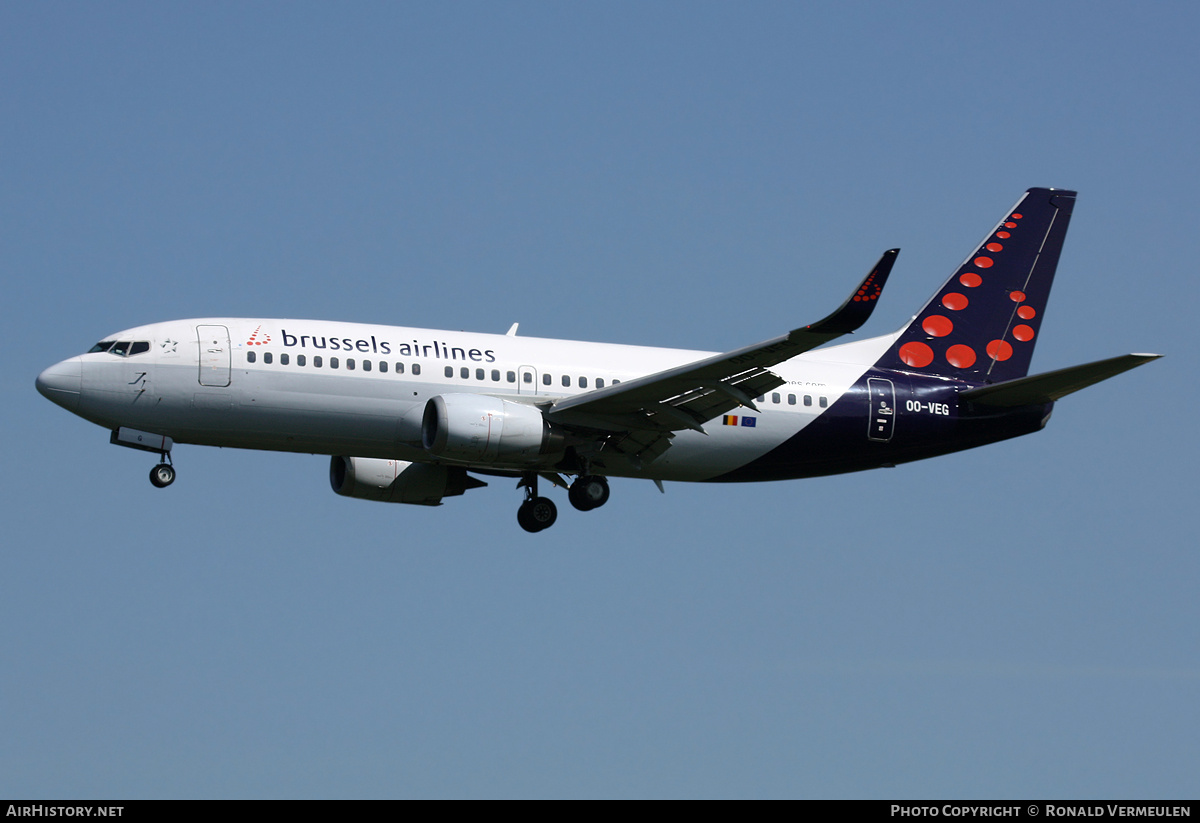 Aircraft Photo of OO-VEG | Boeing 737-36N | Brussels Airlines | AirHistory.net #810330