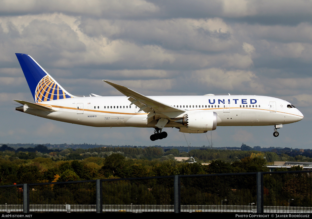 Aircraft Photo of N30913 | Boeing 787-8 Dreamliner | United Airlines | AirHistory.net #811376