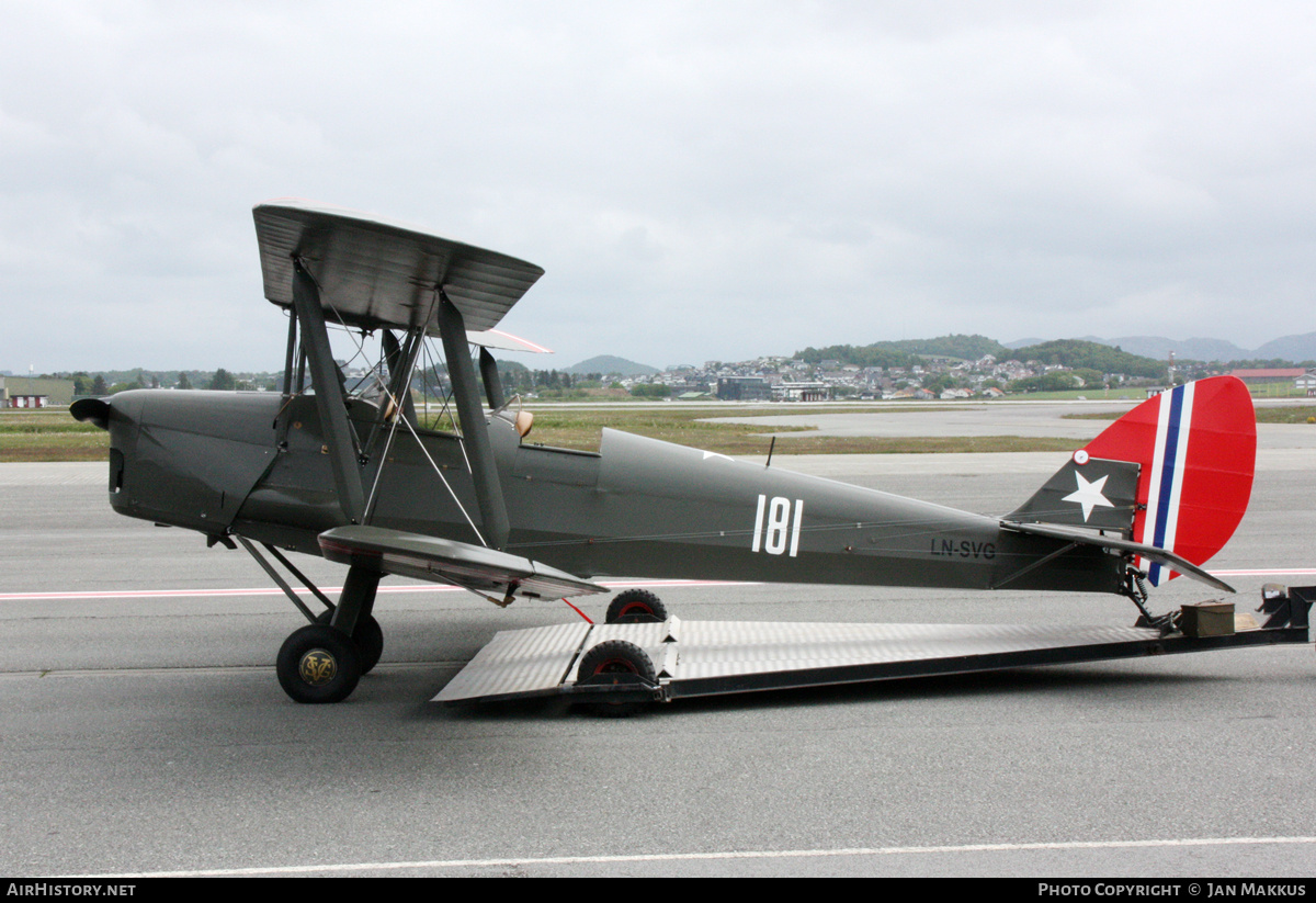Aircraft Photo of LN-SVG / 181 | De Havilland D.H. 82A Tiger Moth | Norway - Air Force | AirHistory.net #812306