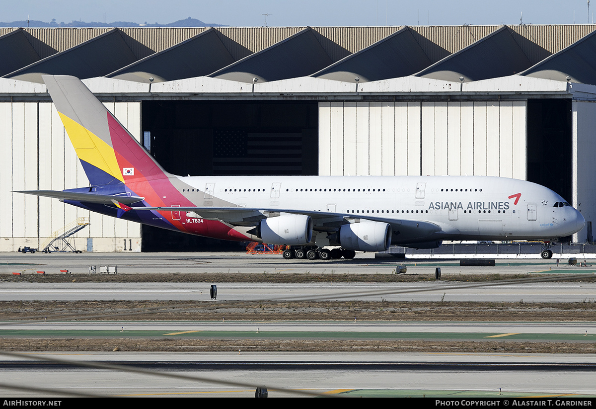 Aircraft Photo of HL7634 | Airbus A380-841 | Asiana Airlines | AirHistory.net #812752
