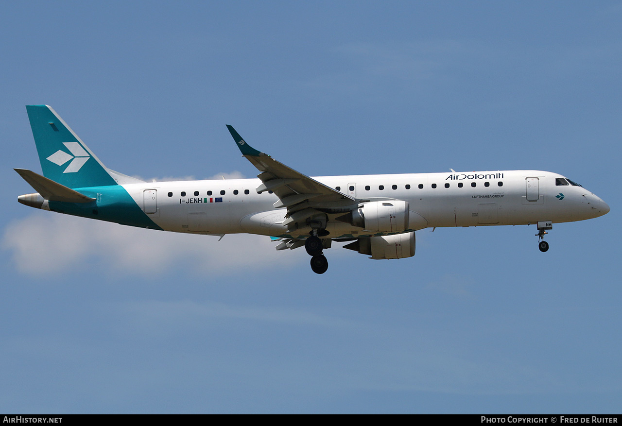Aircraft Photo of I-JENH | Embraer 190LR (ERJ-190-100LR) | Air Dolomiti | AirHistory.net #816501