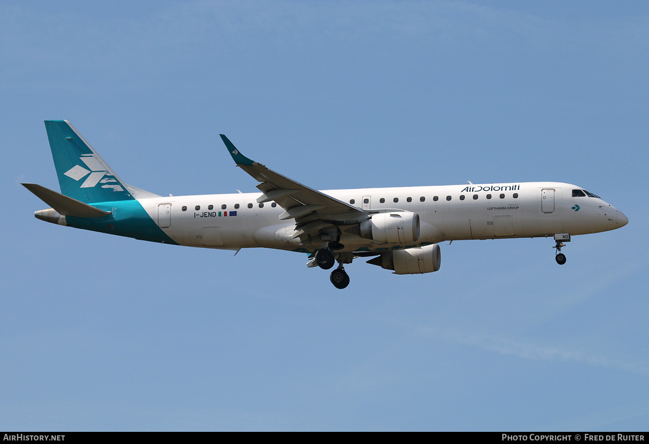 Aircraft Photo of I-JEND | Embraer 190LR (ERJ-190-100LR) | Air Dolomiti | AirHistory.net #816587