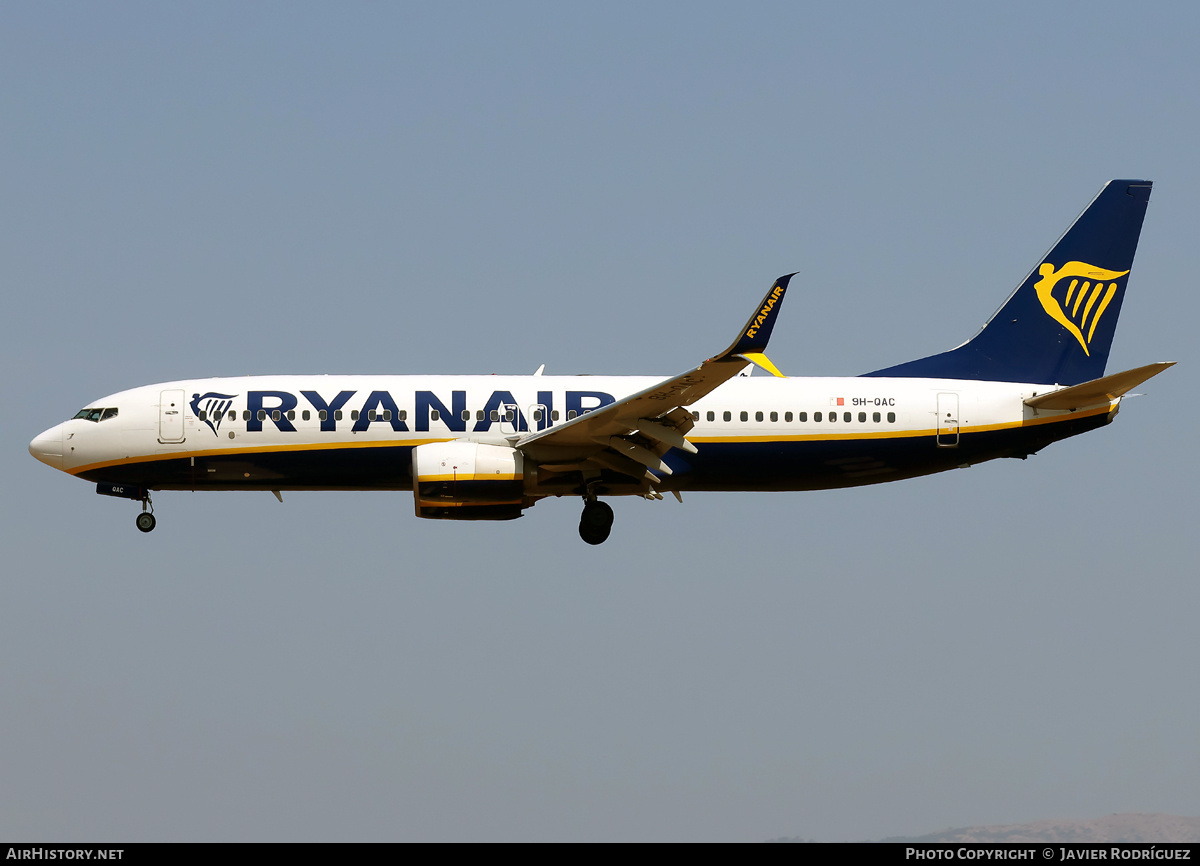 Aircraft Photo of 9H-QAC | Boeing 737-800 | Ryanair | AirHistory.net #819080