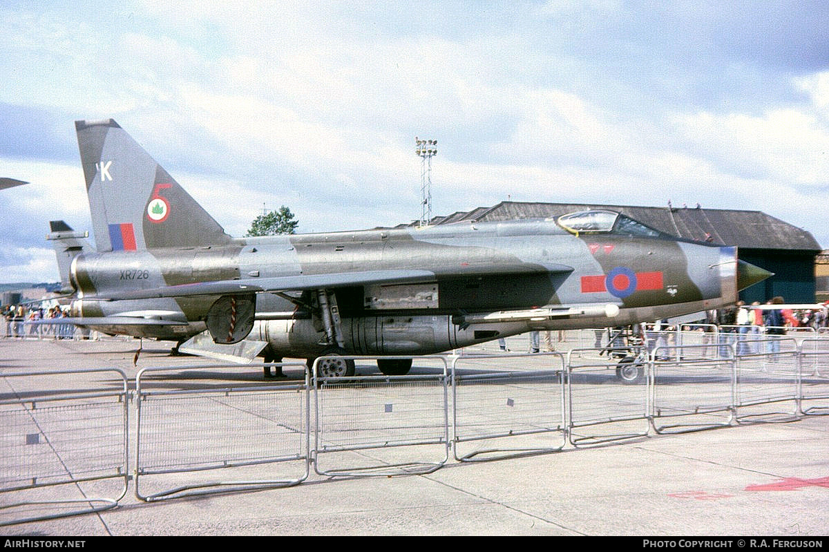Aircraft Photo of XR726 | English Electric Lightning F6 | UK - Air Force | AirHistory.net #819425