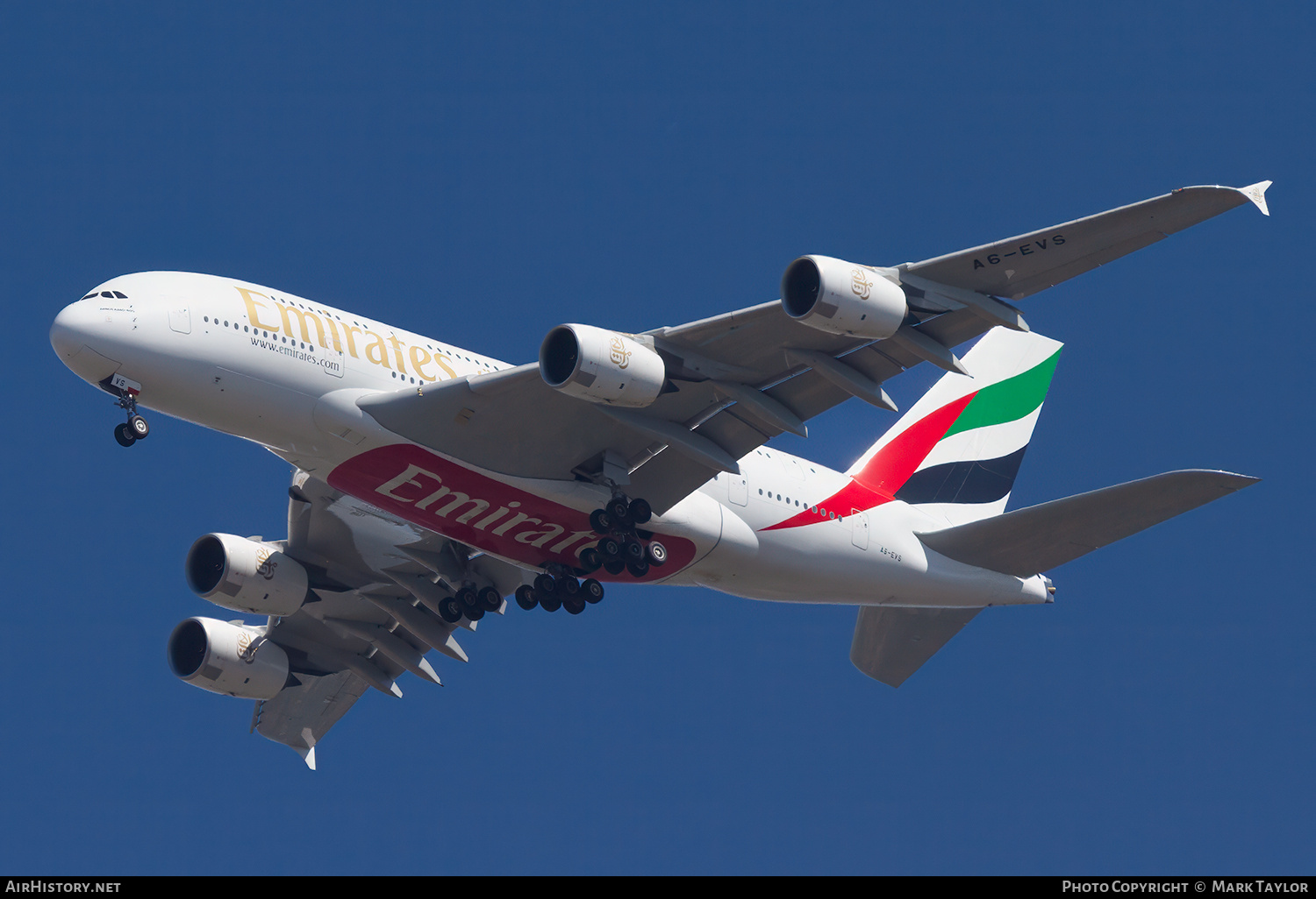 Aircraft Photo of A6-EVS | Airbus A380-842 | Emirates | AirHistory.net #820729