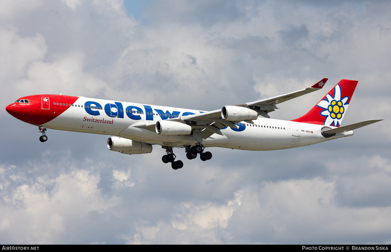 Aircraft Photo of HB-JMG | Airbus A340-313 | Edelweiss Air | AirHistory.net #823003