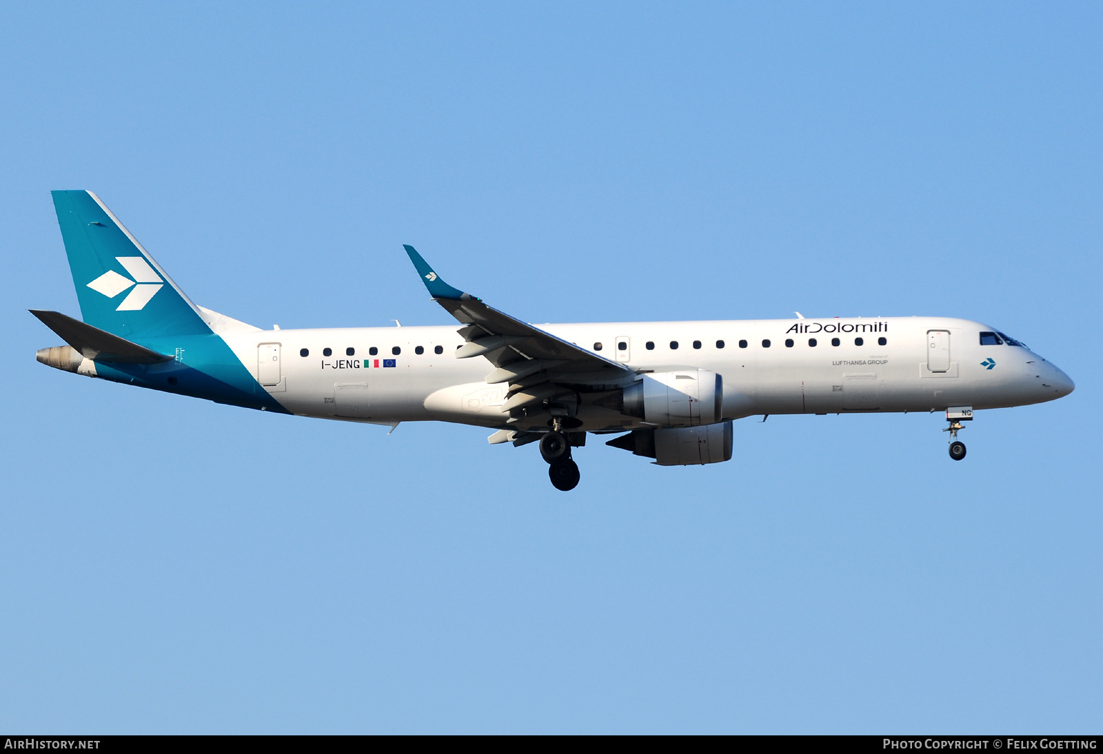 Aircraft Photo of I-JENG | Embraer 190LR (ERJ-190-100LR) | Air Dolomiti | AirHistory.net #823143