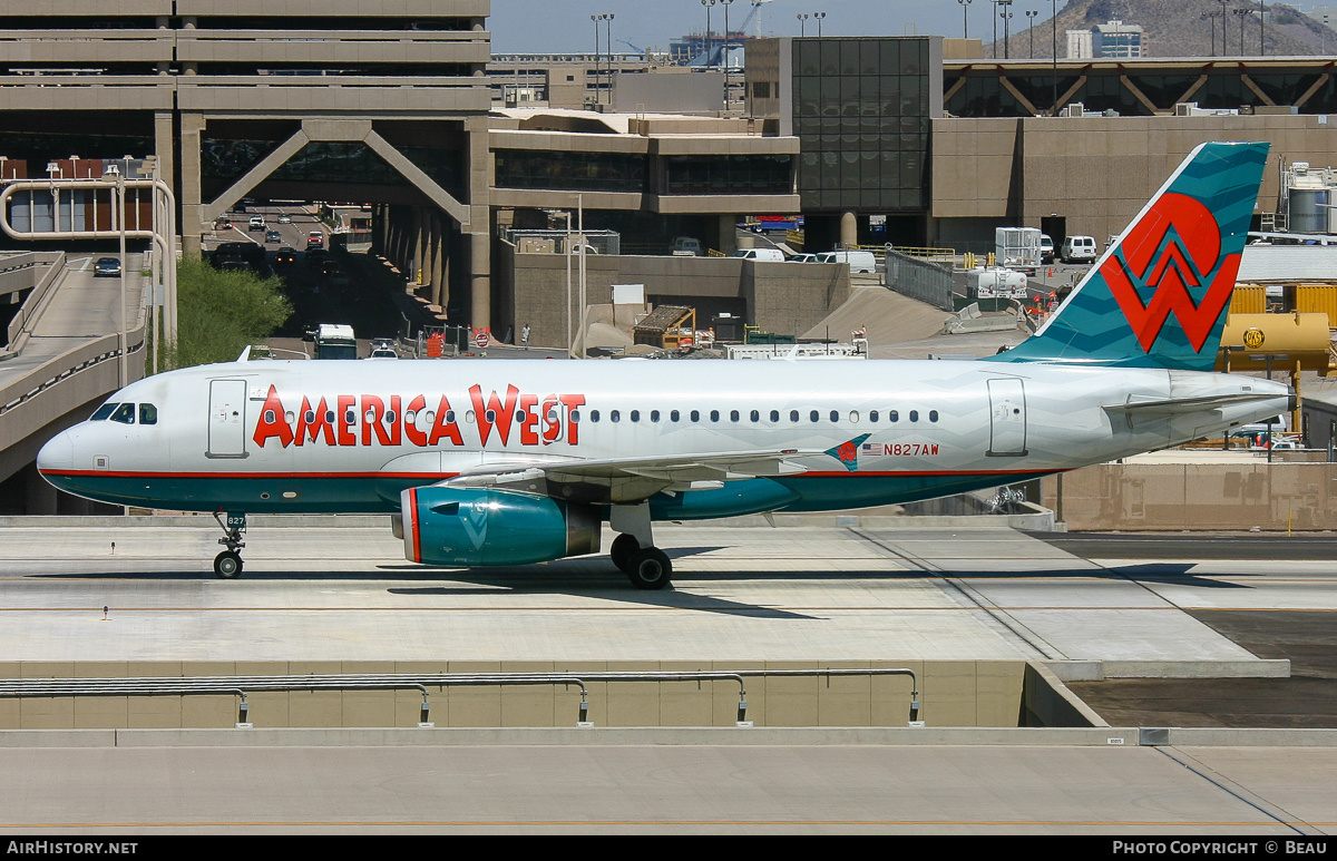 Aircraft Photo of N827AW | Airbus A319-132 | America West Airlines | AirHistory.net #823169