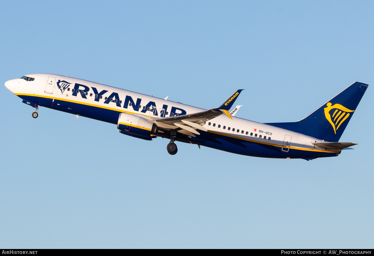 Aircraft Photo of 9H-QCO | Boeing 737-8AS | Ryanair | AirHistory.net #823323