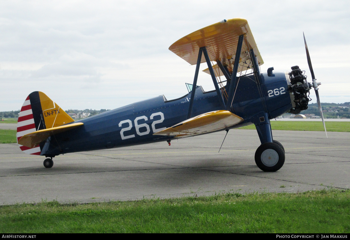 Aircraft Photo of LN-FTX | Boeing A75N1 Kaydet | Norwegian Flying Aces | USA - Air Force | AirHistory.net #823717