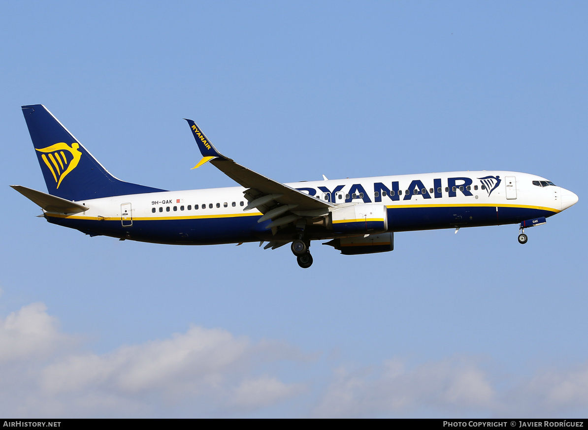 Aircraft Photo of 9H-QAK | Boeing 737-800 | Ryanair | AirHistory.net #824850
