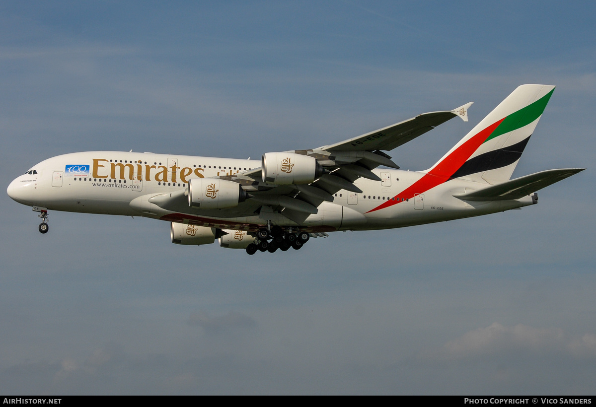 Aircraft Photo of A6-EDE | Airbus A380-861 | Emirates | AirHistory.net #826120