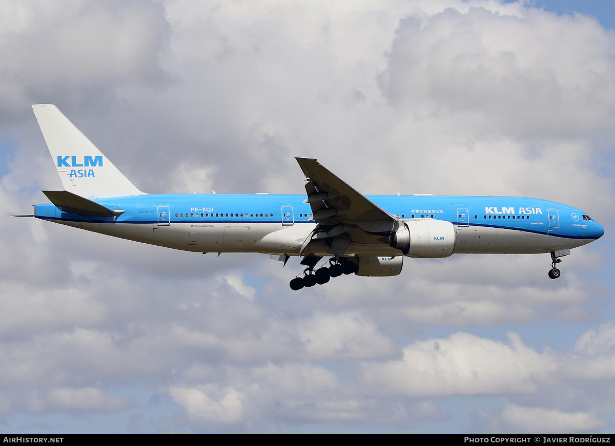 Aircraft Photo of PH-BQI | Boeing 777-206/ER | KLM Asia | AirHistory.net #828267