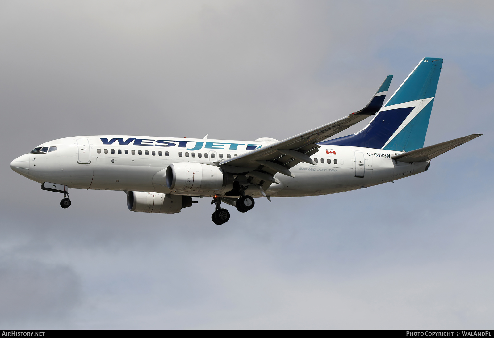 Aircraft Photo of C-GWSN | Boeing 737-7CT | WestJet | AirHistory.net #829497