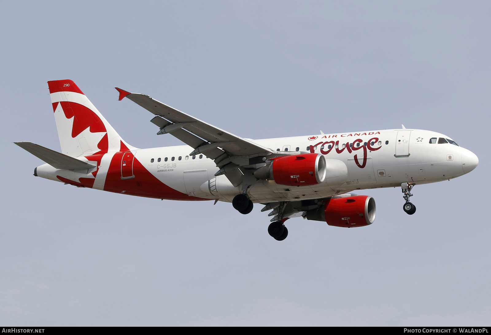 Aircraft Photo of C-GSJB | Airbus A319-112 | Air Canada Rouge | AirHistory.net #830439