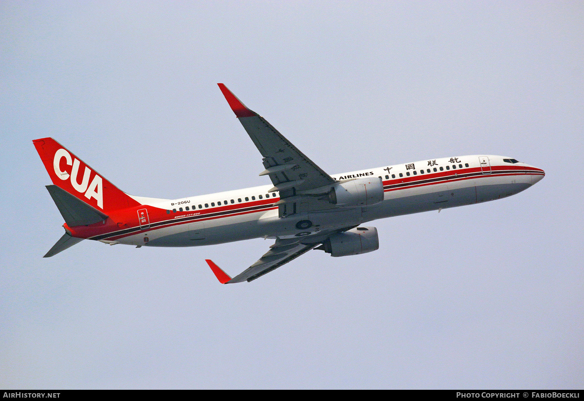Aircraft Photo of B-206U | Boeing 737-89P | China United Airlines - CUA | AirHistory.net #831381