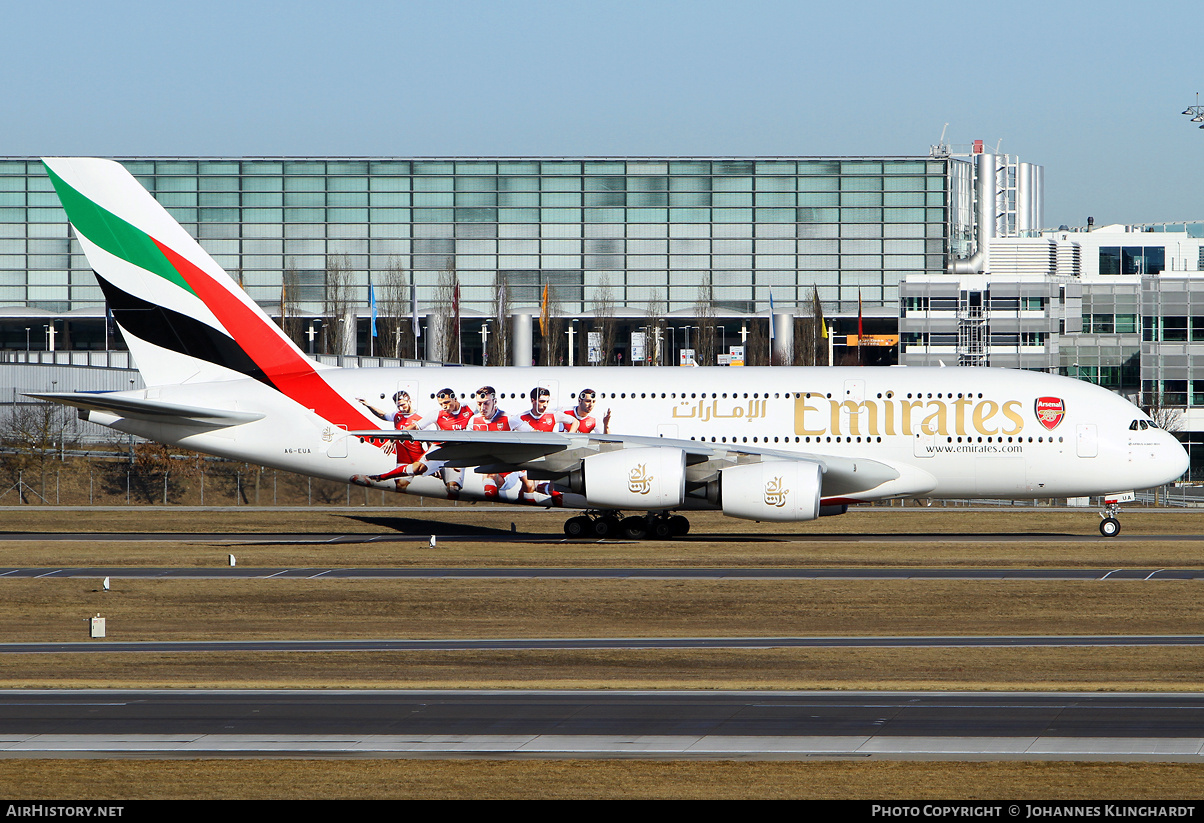 Aircraft Photo of A6-EUA | Airbus A380-861 | Emirates | AirHistory.net #831733