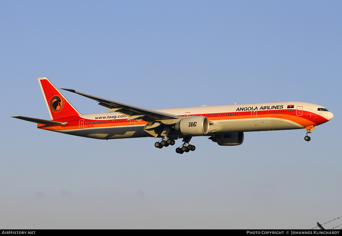 Aircraft Photo of D2-TEI | Boeing 777-3M2/ER | TAAG Angola Airlines - Linhas Aéreas de Angola | AirHistory.net #834338