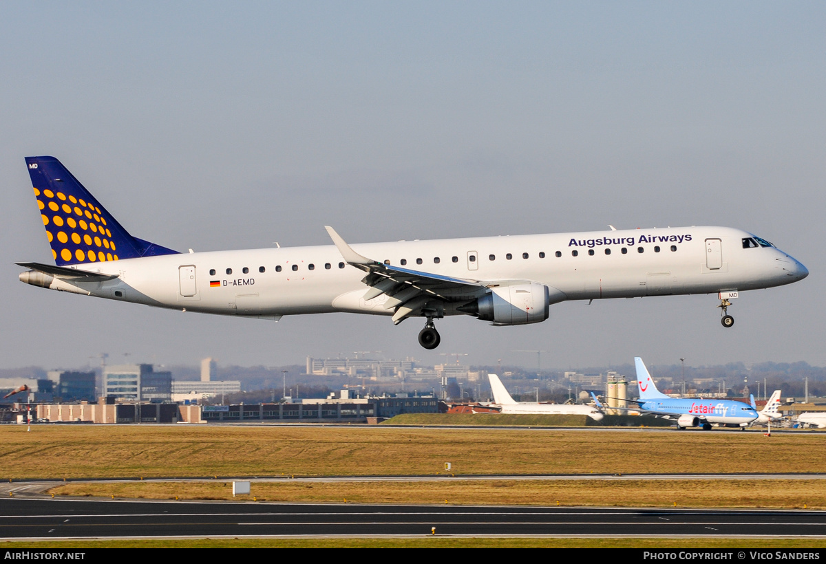 Aircraft Photo of D-AEMD | Embraer 195LR (ERJ-190-200LR) | Augsburg Airways | AirHistory.net #834385