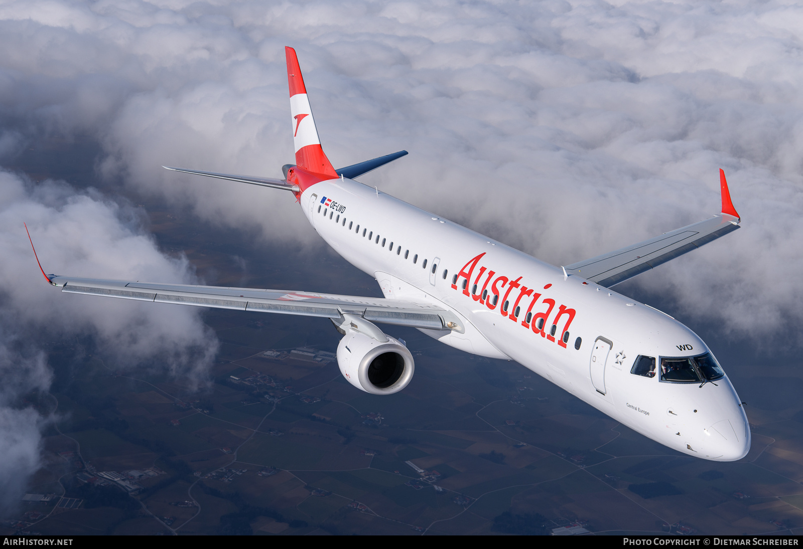 Aircraft Photo of OE-LWD | Embraer 195LR (ERJ-190-200LR) | Austrian Airlines | AirHistory.net #835404