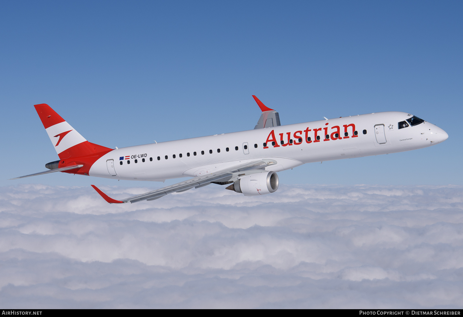 Aircraft Photo of OE-LWD | Embraer 195LR (ERJ-190-200LR) | Austrian Airlines | AirHistory.net #835414