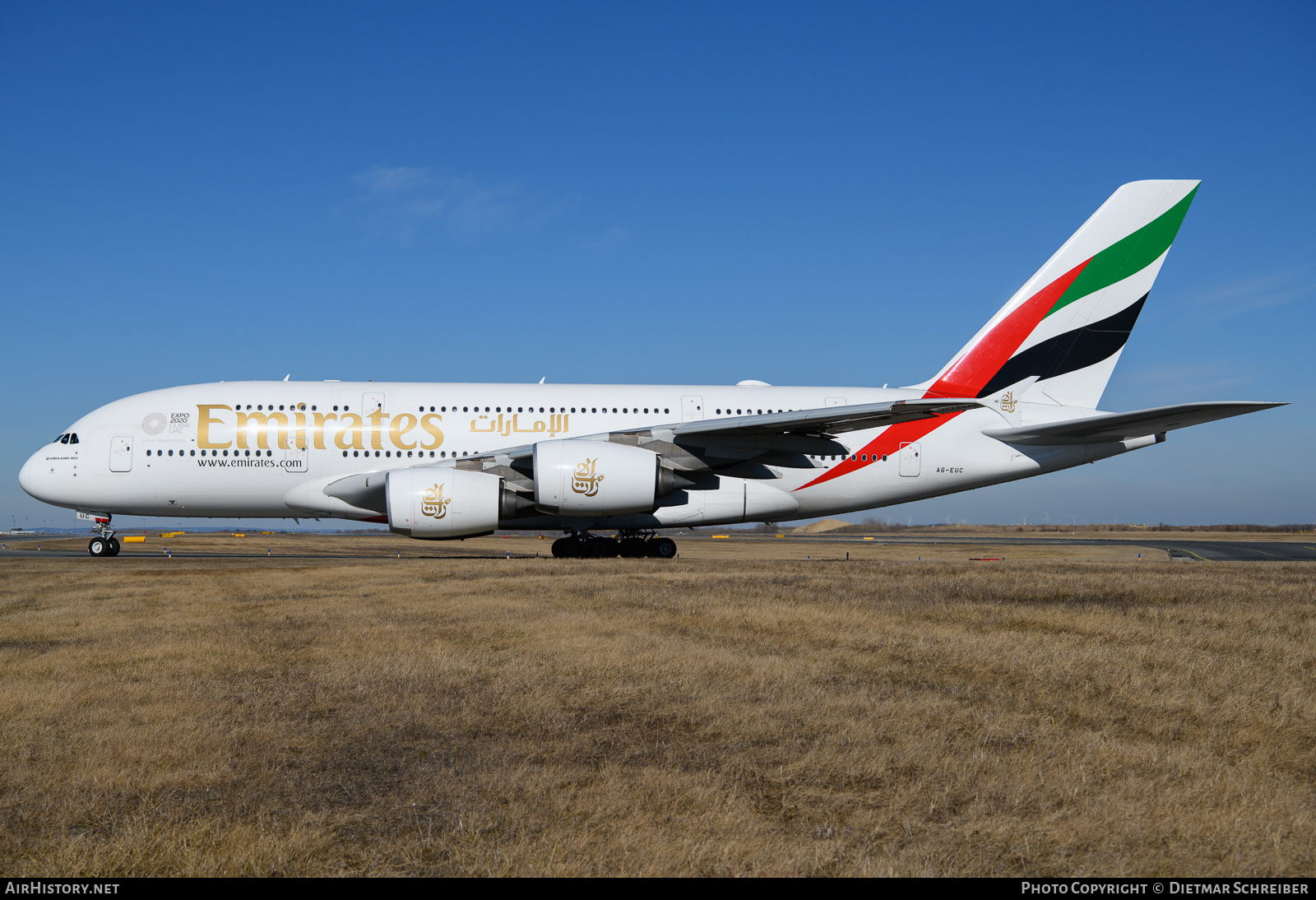 Aircraft Photo of A6-EUC | Airbus A380-861 | Emirates | AirHistory.net #835931