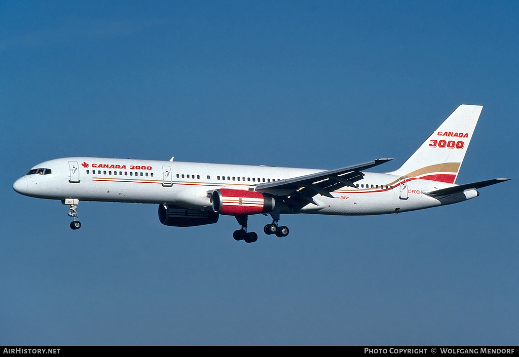 Aircraft Photo of C-FOOH | Boeing 757-23A | Canada 3000 | AirHistory.net #837387