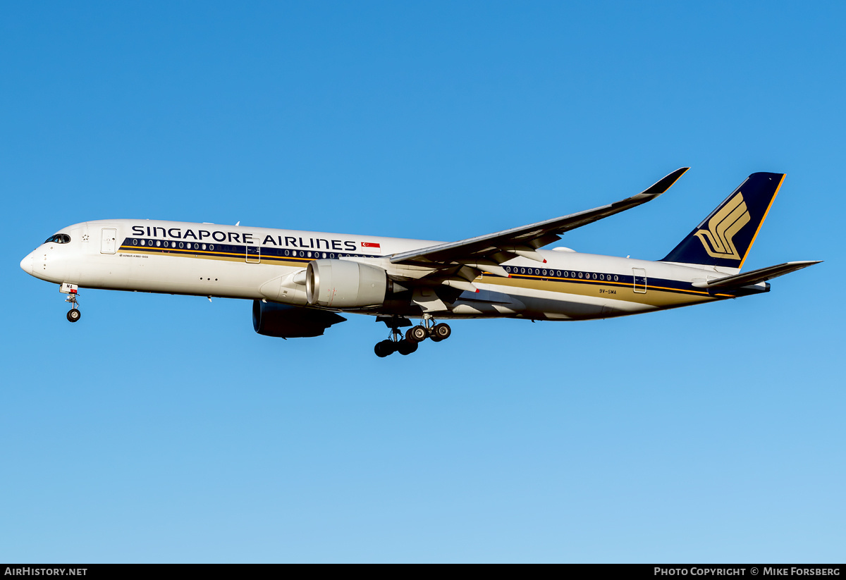 Aircraft Photo of 9V-SMA | Airbus A350-941 | Singapore Airlines | AirHistory.net #838827
