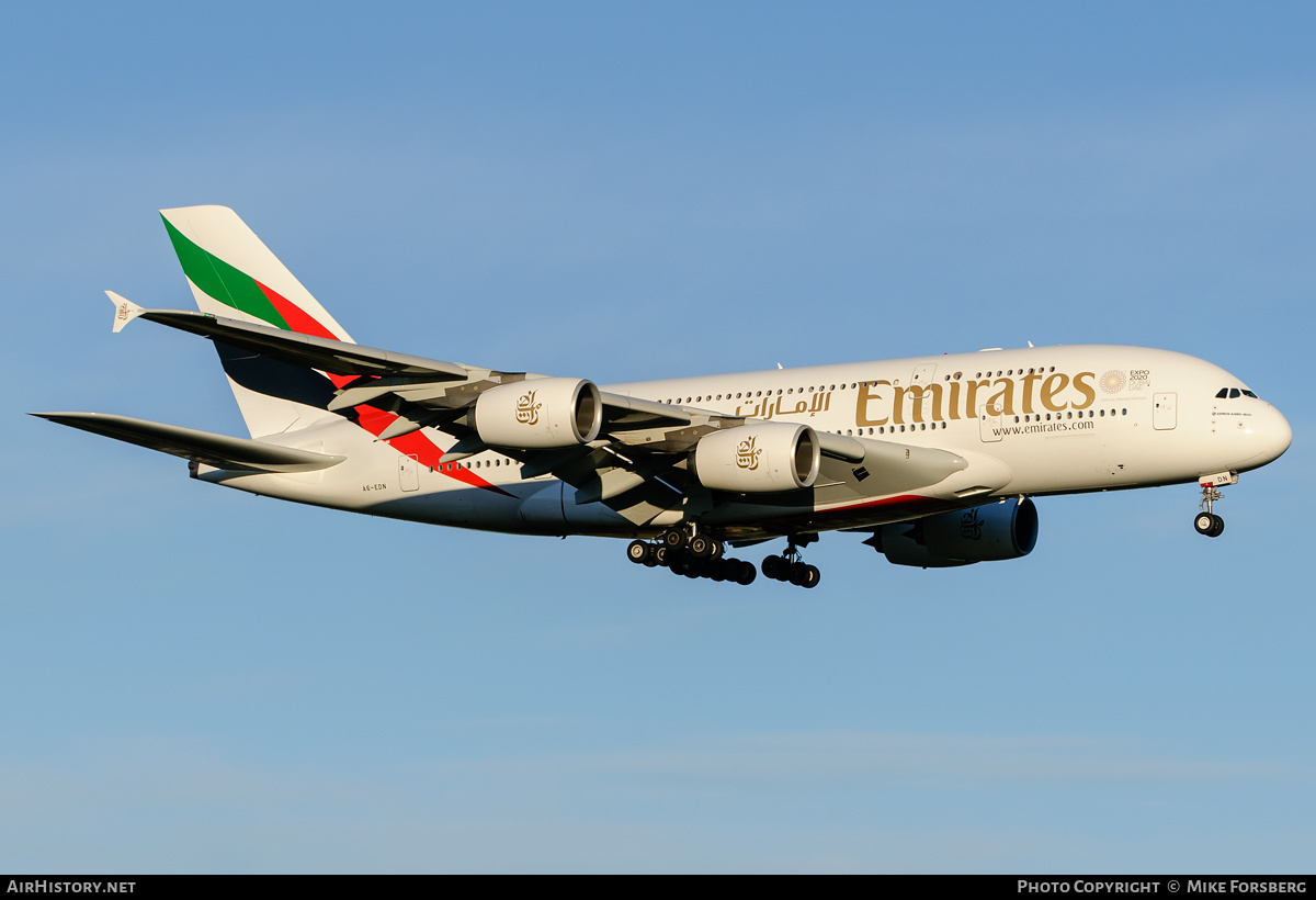 Aircraft Photo of A6-EDN | Airbus A380-861 | Emirates | AirHistory.net #840252