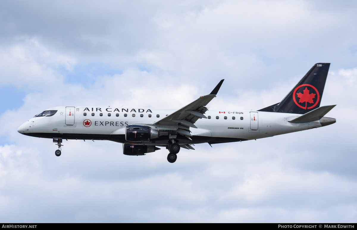Aircraft Photo of C-FRQN | Embraer 175LR (ERJ-170-200LR) | Air Canada Express | AirHistory.net #842365