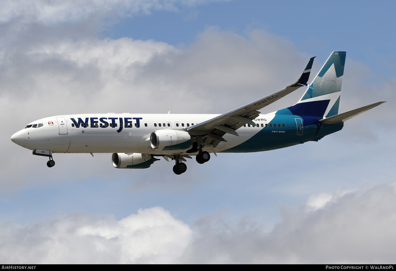 Aircraft Photo of C-GWRG | Boeing 737-8CT | WestJet | AirHistory.net #845777