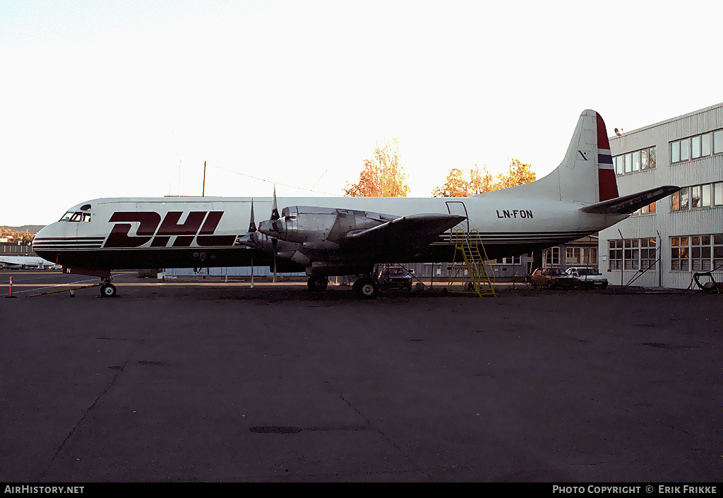 Aircraft Photo of LN-FON | Lockheed L-188A(F) Electra | DHL Worldwide Express | AirHistory.net #846204