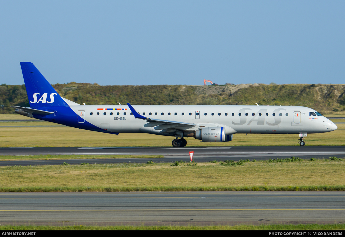 Aircraft Photo of SE-RSL | Embraer 195LR (ERJ-190-200LR) | Scandinavian Airlines - SAS | AirHistory.net #846481