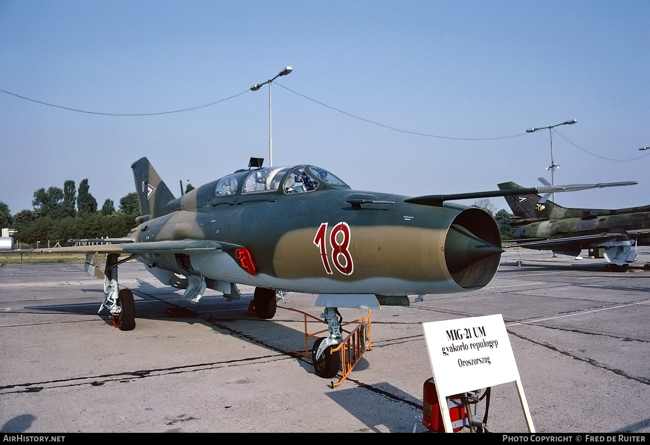 Aircraft Photo of 18 | Mikoyan-Gurevich MiG-21UM | Hungary - Air Force | AirHistory.net #847939