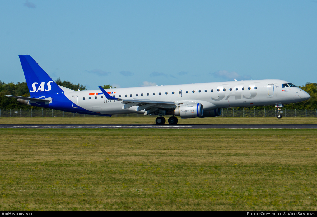 Aircraft Photo of SE-RSX | Embraer 195LR (ERJ-190-200LR) | Scandinavian Airlines - SAS | AirHistory.net #848130