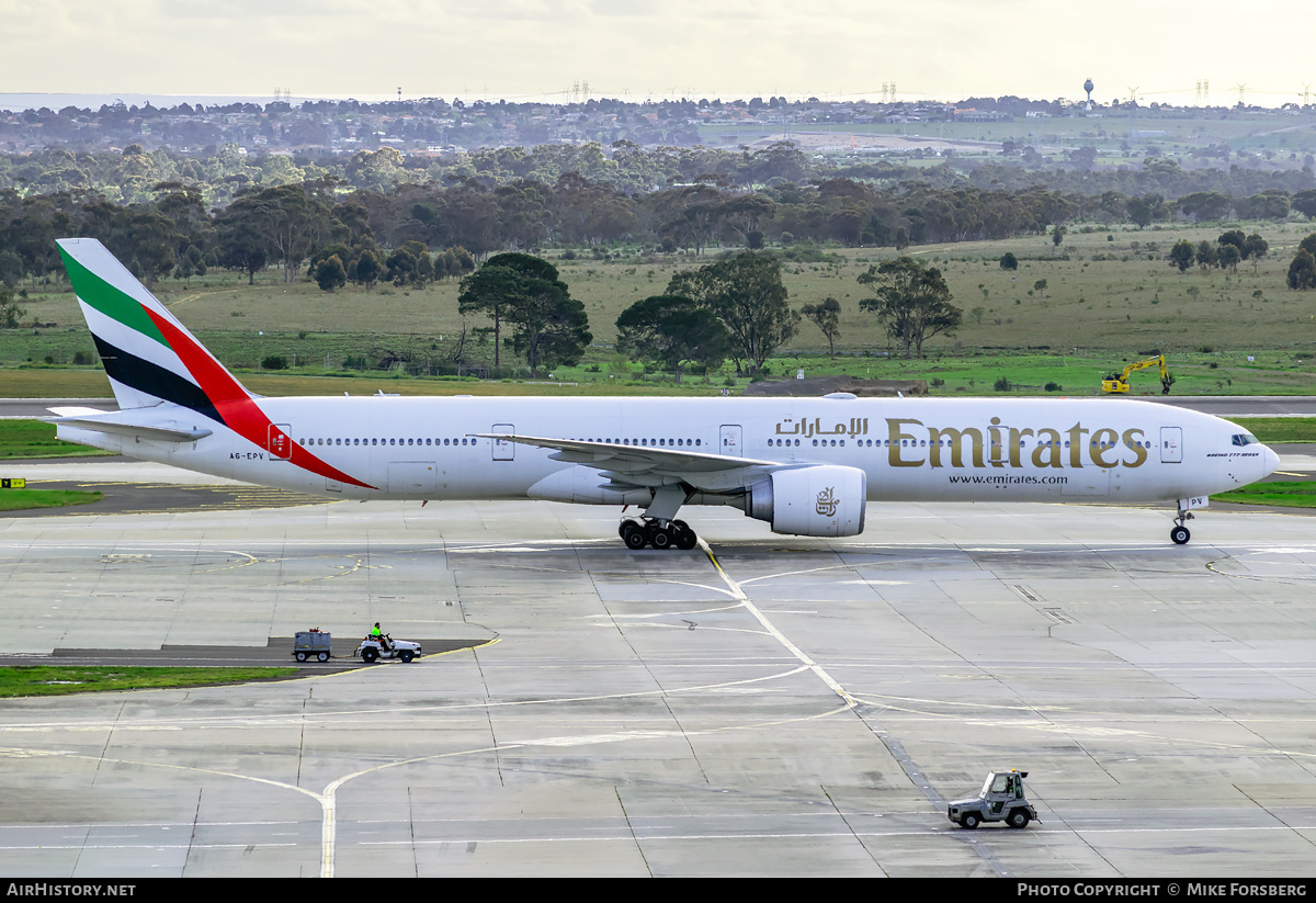 Aircraft Photo of A6-EPV | Boeing 777-300/ER | Emirates | AirHistory.net #848229