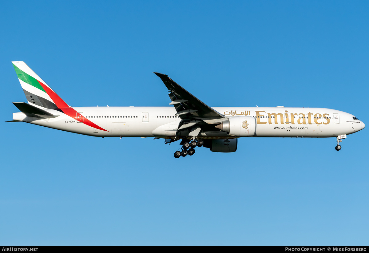 Aircraft Photo of A6-EQN | Boeing 777-300/ER | Emirates | AirHistory.net #849377
