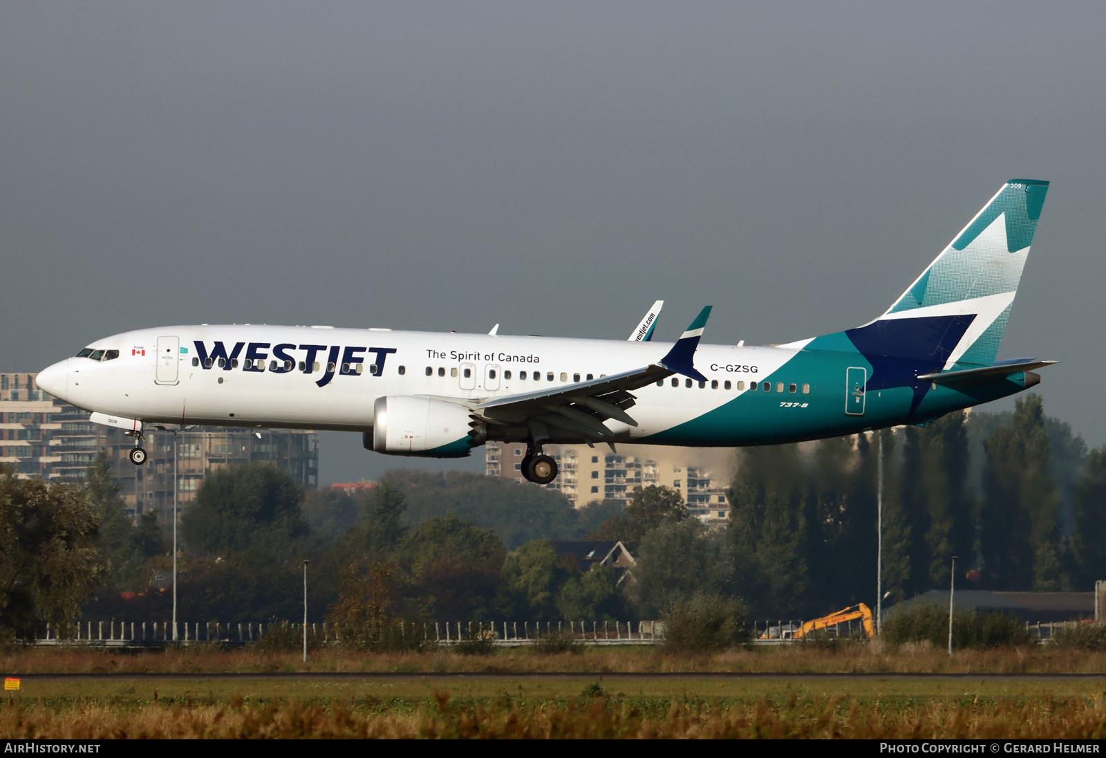 Aircraft Photo of C-GZSG | Boeing 737-8 Max 8 | WestJet | AirHistory.net #850751