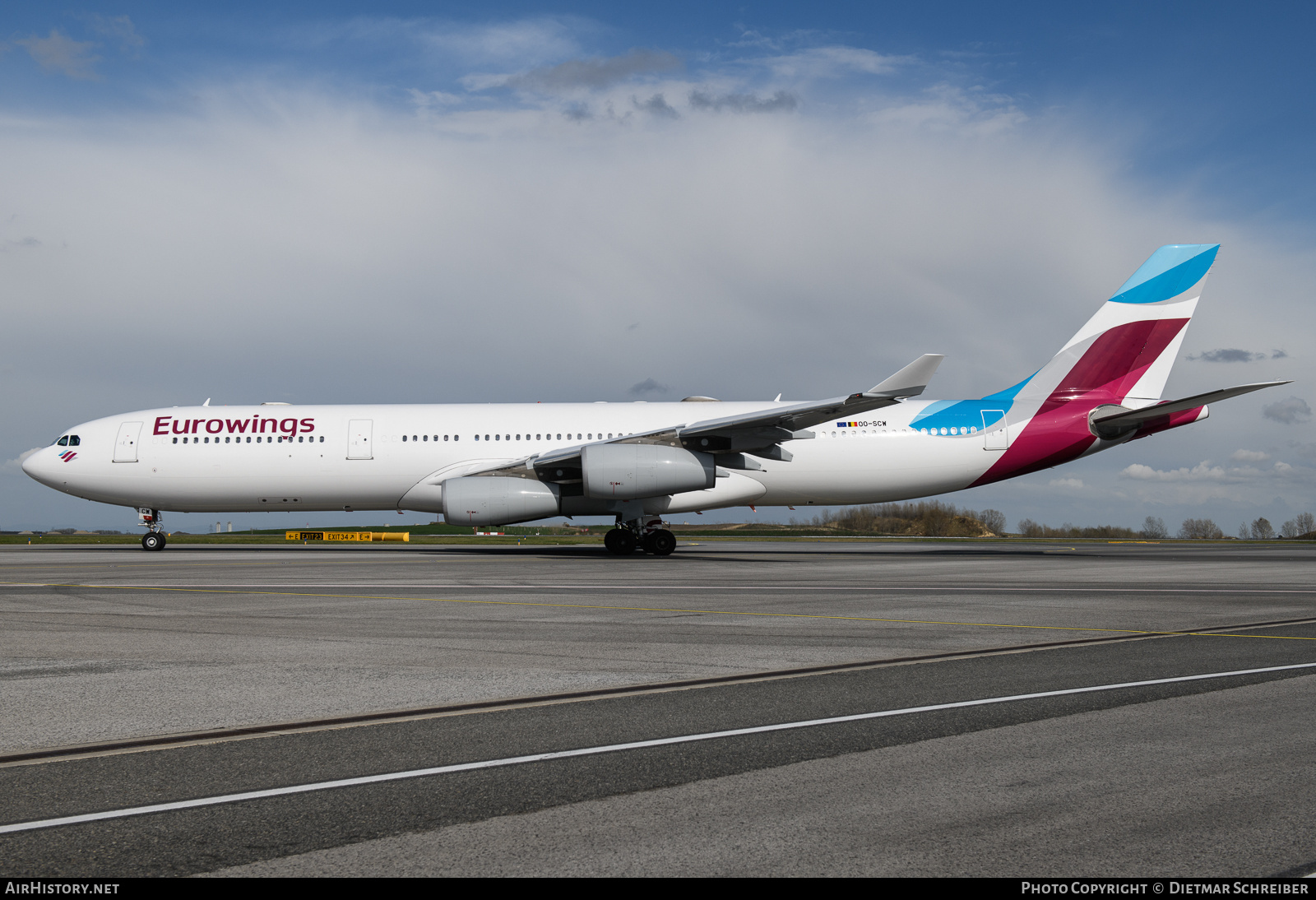 Aircraft Photo of OO-SCW | Airbus A340-313 | Eurowings | AirHistory.net #851136