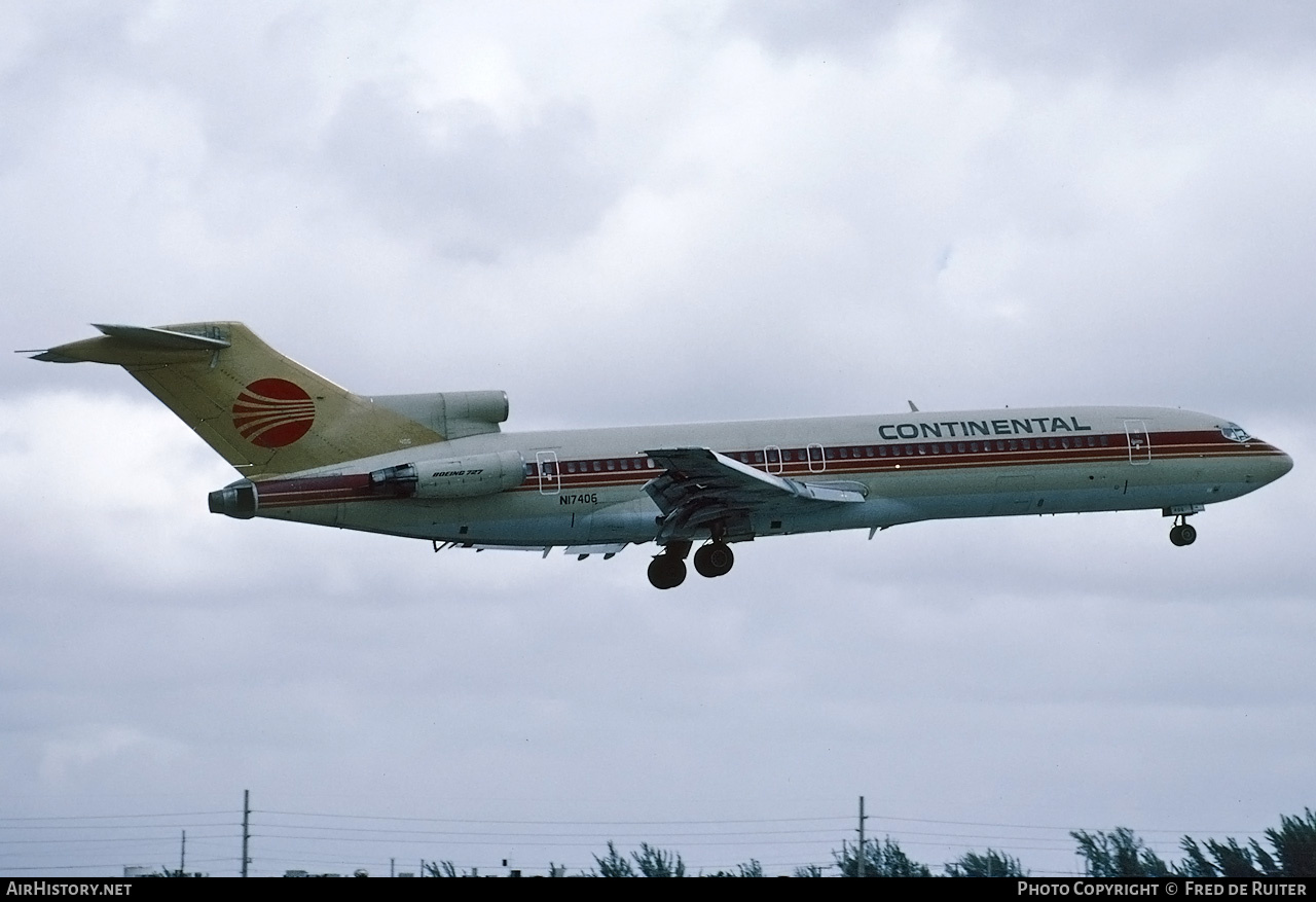 Aircraft Photo of N17406 | Boeing 727-243/Adv | Continental Airlines | AirHistory.net #857595