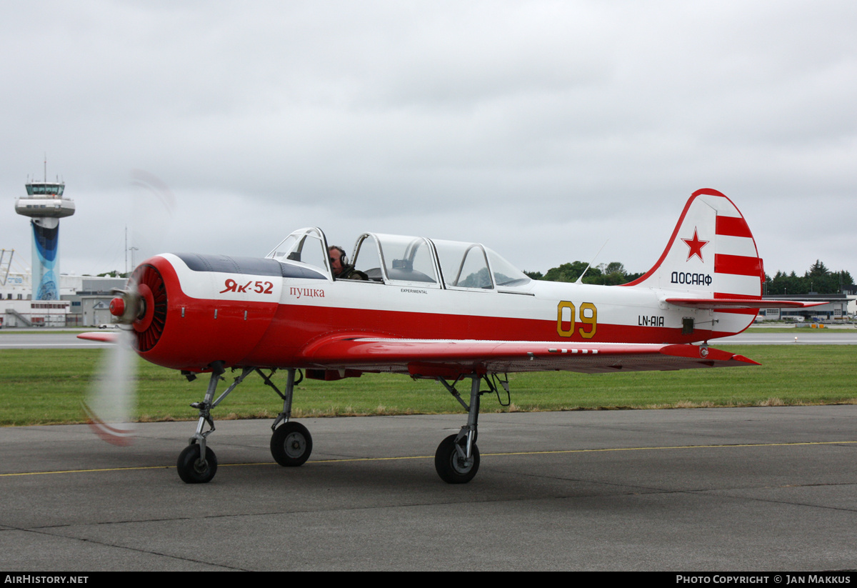 Aircraft Photo of LN-AIA / 09 yellow | Yakovlev Yak-52 | Russia - DOSAAF | AirHistory.net #859609